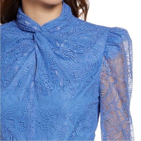 Saylor Dress Jayme Mini Long Sleeve in Blue Lace - Picture 3 of 7